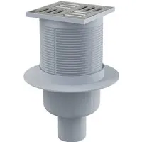 AlcaDrain Bodenablauf 105×105/50 mm senkrecht, Edelstahlrost, Kombi-Geruchsverschluss SMART