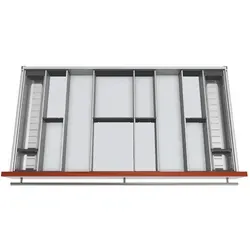 Blum Orga-Besteckeinsatz Facheinteilungs-Set 500mm - Praktischer Besteckeinsatz in grau für eine optimale Organisation, passend für Korpusbreiten von 1000-1099 mm. Robustes Edelstahl-Material mit gebürsteter Oberfläche.