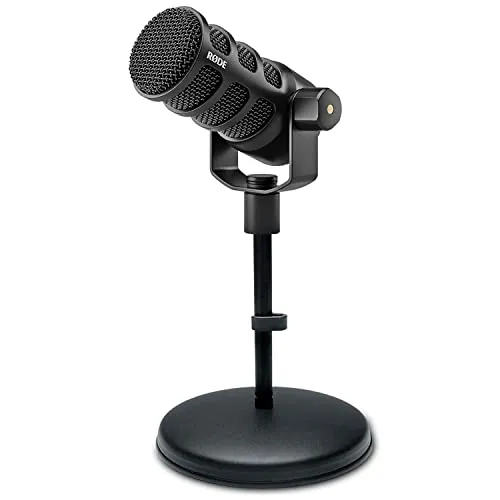 RØDE Podmic USB XLR Mikrofon mit Tisch-Stativ - Dynamisches Sprecher-Mikrofon mit USB-C und XLR-Anschluss, ideal für Podcasts und Streaming. Integrierte Effekte für optimierten Studio-Sound ohne Nachbearbeitung.