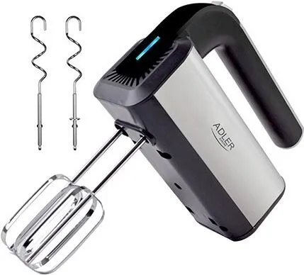 ADLER AD 4225 INOX Handmixer - 800 W, kompakt und vielseitig für Kuchen, Omeletts und Pfannkuchen, modernes Design mit LED-Beleuchtung