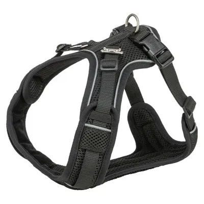 TRIXIE Hunde-Geschirr Premium FlexMesh schwarz Größe L - Hochwertiges FlexMesh Geschirr für Hunde, ideal für komfortable Spaziergänge. Größe L mit verstellbarem Bauchumfang für optimalen Sitz.