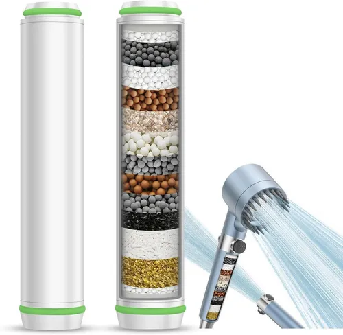 2er Pack Duschfilter für Kalkhaltiges Wasser - Effektiver Duschfilter mit 15 Schichten für sauberes Wasser. Einfache, werkzeuglose Installation in Minuten. Langlebige Filterkartuschen für optimale Leistung alle 4-6 Monate.