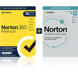 Norton 360 Premium + Utilities Ultimate 2025, 10 Geräte - 1 Jahr, Download