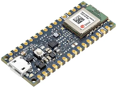 ARD NANO 33BLE2 - Arduino Nano 33 BLE Rev2 - Einplatinen-Mikrocontroller mit nRF52840, 32-Bit Arm Cortex-M4 CPU und Bluetooth LE-Fähigkeiten. Ideal für flexible Programmierung mit MicroPython und verbesserter Sensorik.