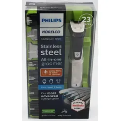 Philips Norelco MG7750/49 Multigroom Series 7000 - Gesichts-Styling und Pflegeset - Elektrische Rasierer mit 23 Trimmteilen und leistungsstarkem Lithium-Ionen-Akku für 5 Stunden Laufzeit - ideal für Gesicht, Haare und Körperpflege.