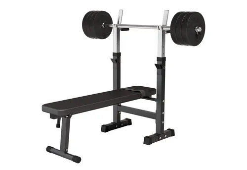 GORILLA SPORTS Hantelbank mit Dip-Station und Hantelset 100 kg - Vielseitige Hantelbank für effektives Krafttraining: Klappbar, verstellbare Ablage und inkl. Hantelset für gezielten Muskelaufbau.