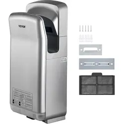 VEVOR 2kW Händetrockner mit HEPA-Filter - Kommerzieller Händetrockner mit 100m/s Luftgeschwindigkeit, trocknet Hände in nur 8-10 Sekunden. Ideal für Flughäfen, Büros und Schulen – sorgt für saubere Luft und effiziente Trocknung.