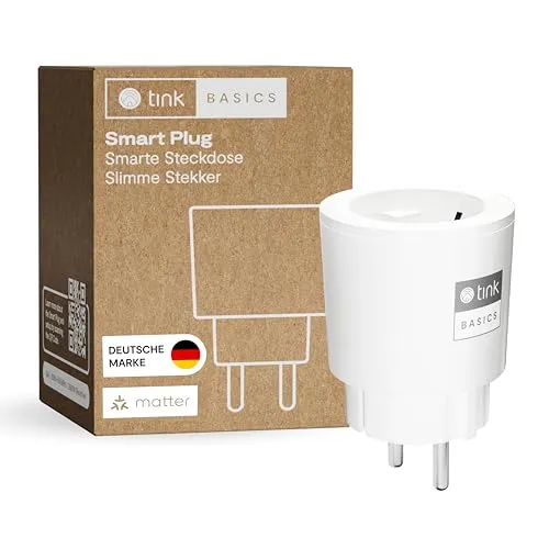 tink Basics Smart Plug, Matter, Smarte Steckdose, WLAN Steckdose, funktioniert mit Sprachsteuerung, Fernzugriff, kompatibel mit Apple Home, Alexa, Google und SmartThings, 16A