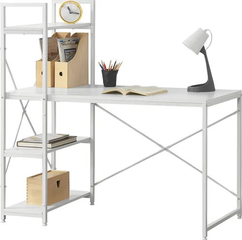 Schreibtisch 'Stavanger' mit Regal 120 x 60 x 122 cm Weiß - Kinderschreibtische, elegantes Design und großzügige Ablageflächen durch integriertes Regal für optimale Organisation im Kinderzimmer.