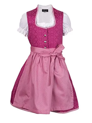 Ramona Lippert® - Kinder Dirndl Charlotta | Pink, Größe 86-164 - Dirndl & Dirndl-Sets für Mädchen, romantisches Design mit hochwertiger Knopfleiste für einfaches An- und Ausziehen, perfekt für festliche Anlässe und sorgt für ein zauberhaftes Gesamtbild.