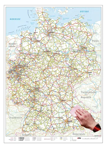 XXL Deutschlandkarte, nass abwischbar, Ausgabe 2020, besonders stabil, gerollt