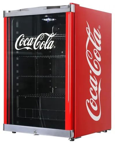 CUBES HIGHCUBE Coca Cola Getränkekühlschrank - Kühlschrank für Getränke mit stilvollem Coca Cola Design, ideal für Gastronomie und Partys, Höhe: 84,5 cm, energieeffizient in Klasse E.