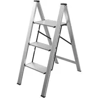 Mephisto Trittleiter Klappleiter mit 3 Stufen - Leitern - Platzsparende Aluminiumleiter mit 150 kg Tragkraft, ideal für den Innen- und Außenbereich, sicher und stabil