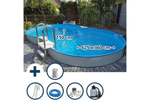 Waterman Achtformpool Stahlwandpool Set 9-teilig - Genieße deinen eigenen Pool mit dem eleganten Achtform-Stahlwandpool. Robuste Verarbeitung, ideal für DIY-Projekte und langlebig. Perfekt für entspannte Stunden im Garten!