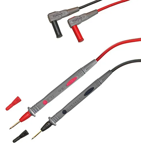 PeakTech 1 Paar flexible Multimeter Messleitungen 120 cm, 4mm Prüfleitungen, 1000 V AC/DC ; 10A ; CAT III / IV, 1 Stück, TKS-8, Rot, Grau