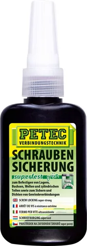 Petec Schraubensicherung Superfest 250ml – Grüner Schraubenkleber für starke Verbindungen - Hochfester Schraubenkleber in 250ml. Ideal für dauerhafte Verbindungen und professionelle Anwendungen. Sicher und zuverlässig für alle Schraubensicherungen.