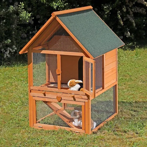 Mucola Tierhaus Hasenstall - Ideal für Kaninchen und Kleintiere - Kleintierkäfige, offener Boden für optimale Belüftung und natürlichen Lebensraum, robustes Holzmaterial, Höhe 100 cm, Breite 145 cm.