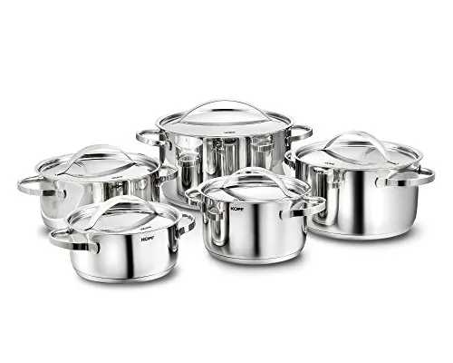Kopf Topfset Stilo 125587 - 5-teiliges Edelstahl-Topfset, induktionsgeeignet und mit eleganten Griffen für optimale Handhabung
