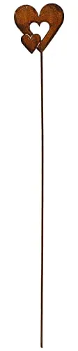 Manufaktur Lichtbogen Rost Gartenstecker doppeltes Herz 112 cm