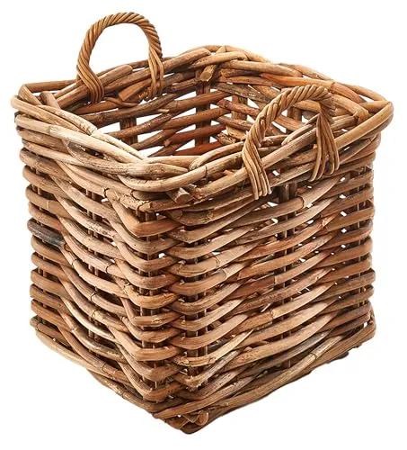 Kobolo Rattankorb Aufbewahrungskorb Gr. M – Vielseitiger Rattankorb mit Henkeln - Regalkörbe – Stabiler, veganer Rattan-Korb mit handgeflochtenen Henkeln, ideal für Pflanzen oder als stilvolle Aufbewahrung in jedem Raum.