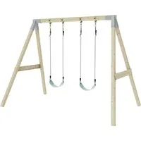 OutdoorToys Schaukelkombination Nachtfalter, Mintgrün - Doppelschaukeln aus robustem Fichtenholz, ideal für Kinder ab 3 Jahren. Perfekt für den Garten und fördert die Bewegung und den Spaß im Freien.
