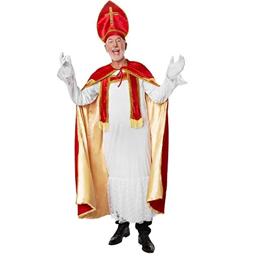 tectake® Herrenkostüm St. Nikolaus - Festlich und Stilvoll - Kostüme für Nikolaustag und Weihnachtsfeiern, klassisches Design aus rotem Samt mit goldenen Akzenten für einen beeindruckenden Auftritt.