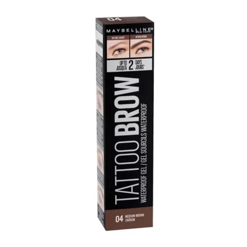 Maybelline Augenbraue, Tattoo-Augenbrauen-Gel, langanhaltend, wasserdicht, 04 Mittelbraun