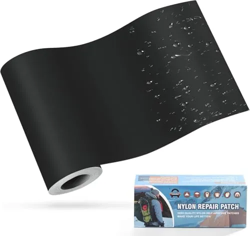 Nylon Selbstklebende Patches, OAZ 1 Rolle 10x160cm Selbstklebender Wasserdichte Reparatur Patch, Nylon Flicken Selbstklebend Schwarz, für Zelte, Daunenjacke, Schlafsack, Tasche