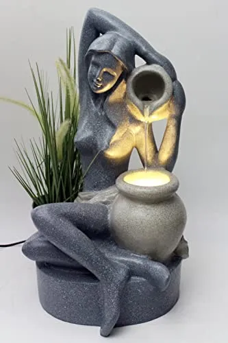 Gartenbrunnen BK861 mit LED Beleuchtung - Freistehender Springbrunnen in Granit-Optik, ideal für Innen- und Außenbereich. Komplett-Set mit LED und 5W Pumpe für stimmungsvolle Wasserspiele.