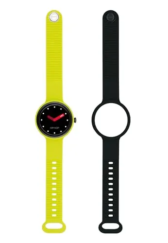 HIP HOP Hip Hip Hop Smart Watch Smart-Color Dial Black Movement SmartModule SmartWatch und grüne Silikon-Erdbeere, Black Hwu1195