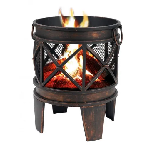 tepro Feuerstelle "Gracewood" - Feuerschale mit Antik-Rost-Optik, integrierter Funkenschutz und 2 Tragegriffen für sicheres Feuergenuss