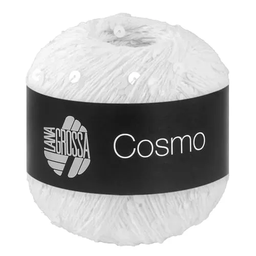 LANA GROSSA Cosmo | Beilaufgarn aus Baumwolle mit großen und kleinen Pailletten | Handstrickgarn aus 100% Baumwolle | 100g Wolle zum Stricken & Häkeln | 260m GarnFB 1