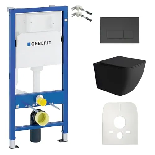 Lavita WC Set: Geberit Duofix Basic mit Lago Tiefspül WC - Sanitäranlagen & Zubehör mit robustem Geberit Duofix Rahmen, höhenverstellbar und spülrandlos für optimale Hygiene und einfache Reinigung.