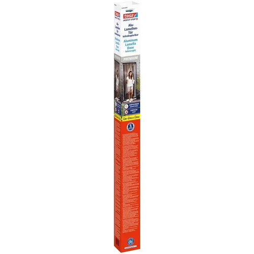 Tesa Insect Stop 55298 Insektenschutzvorhang 0.95m x 2.20m Anthrazit - Fliegengitter mit teleskopierbarer Alu Lamellentür, geräuschdämpfend und ohne Bohren montierbar – ideal für Familien und Haustierbesitzer.