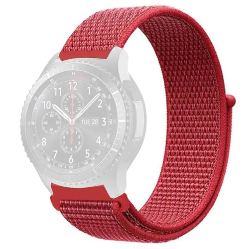 CoverKingz Armband kompatibel mit Galaxy Watch 3 (45mm) / Galaxy Watch (46mm) / Gear2 / S3 - Nylon Ersatzband Strap Bracelet Klettverschluss Rot