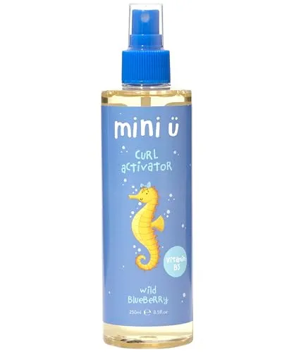 Mini U Wild Blueberry Curl Aktivator für lockiges Haar - Blaubeerduftendes Kinder-Haarspray mit Aloe Vera für Frizz Control & Fluffy Flyaways - 250 ml