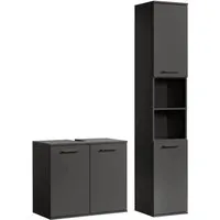 mokebo Badmöbel-Set Der Steuermann, (2-teilig) - Badmöbel-Set in elegantem Schwarz, kratzfest und pflegeleicht mit umweltschonender Lieferung – ideal für ein modernes Badezimmer.