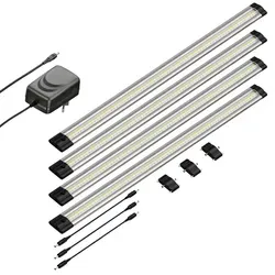parlat LED Unterbau-Leuchte SIRIS, 4er Set, warm-weiß - Unterschrank Beleuchtung mit extra flacher Bauweise und 531lm pro Leuchte. Ideal für Küche, Schrank oder Werkstatt, energieeffizient und einfach zu montieren.