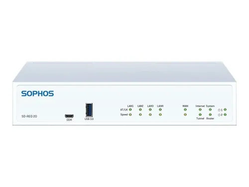 Sophos SD-RED 20 - Rev 1 - Fernsteuerungsgerät - Firewalls - Flexibles Fernsteuerungsgerät mit 4 Anschlüssen und 1GbE für sichere Netzwerkintegration.