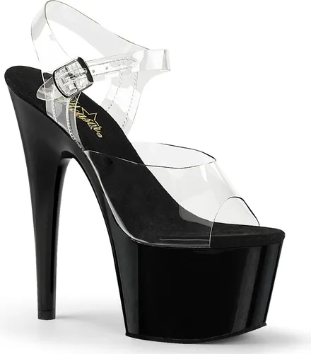 ADORE-708 Pleaser High-Heels Poledance Plateausandaletten klar schwarz