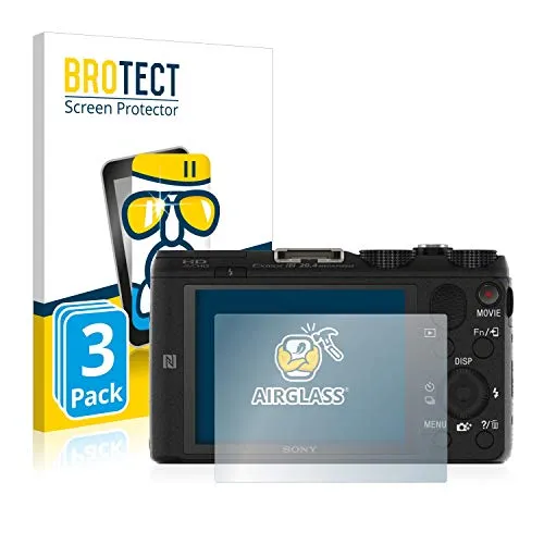 BROTECT Schutzglas für Sony Cyber-Shot DSC-HX60V (3 Stück) Schutzfolie Panzer Folie Glas [Extrem Kratzfest 9H, Anti-Fingerprint, Ultra-Transparent]