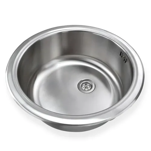 Edelstahl-Einbauspüle Ronda1 - Rundspülbecken für die moderne Küche - Sanitäranlagen & Zubehör, hochwertige Edelstahl-Einbauspüle mit Abtropffläche, ideal für effizientes Arbeiten in der Küche.