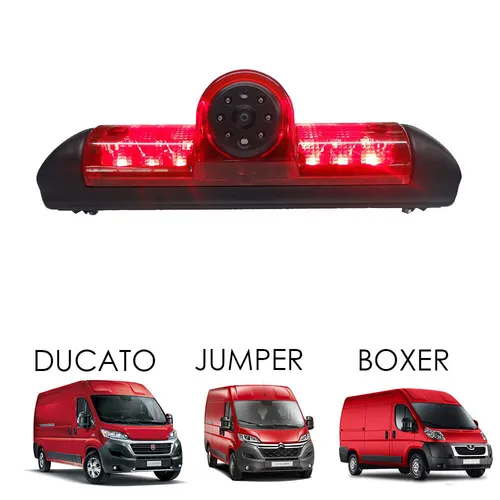 REALMEDIA Bremsleuchte Rückfahrkamera für Citroën Jumper, Fiat Ducato, Peugeot Boxer - Einparkkamera mit 170° Erfassungswinkel, wasserdicht und mit Nachtfunktion für sicheres Rückwärtsfahren bei jedem Licht.