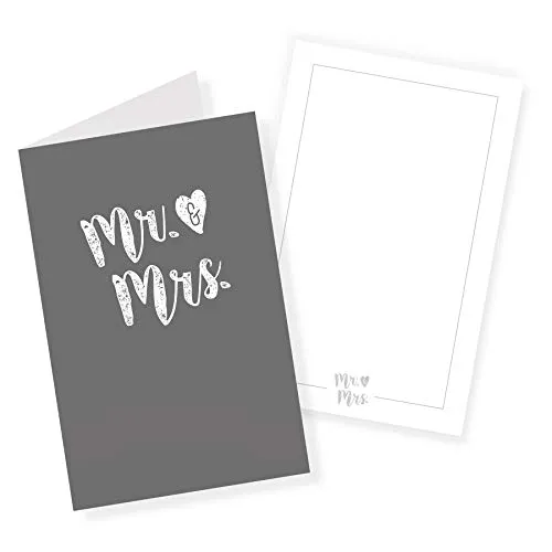 itenga 12x Klappkarte "Mr. & Mrs." bedruckte Karten für Hochzeit mit Einleger DIN A6 als Einladungskarte Menükarte Dankeskarte oder ähnliches