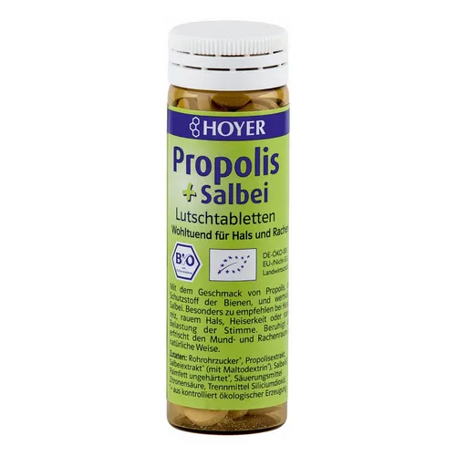 Hoyer Propolis & Salbei Lutschtabletten - Nahrungsergänzungsmittel mit natürlichem Propolis und Salbei, ideal zur Unterstützung der Mund- und Rachenraumgesundheit.