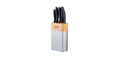 Russell Hobbs Messerblock 5-teilig aus Bambus mit Edelstahl-Messern - Küchenmesser-Set mit hochwertigem Edelstahl und stylischem Bambusblock, ideal für alle Kochbedürfnisse.