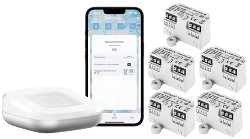 HOMEMATIC IP Rollladenaktor Unterputz + Accesspoint 2 – Intelligente Rollladensteuerung - Steuern Sie Ihre Rollläden bequem per App oder Sprachbefehl. Der Homematic IP Rollladenaktor ermöglicht individuelle Zeitprofile und einfache Montage in Unterputzdosen.