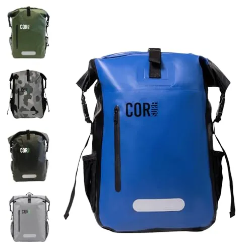 COR Surf Wasserdichter Dry Bag Rucksack mit gepolsterter Laptophülle, 25 l und 40 l, robuster Roll-Top-Pack, Dunkelblau, 25L, Reiserucksäcke