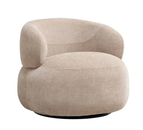 Beige Drehsessel für Komfort und Stil - Sessel aus 100% Polyester, mit Komfortschaum-Polsterung für perfekten Sitzkomfort. Ideal für Wohnräume und entspannte Stunden.