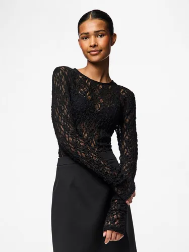 Langarmshirt "PCHAZEL LS LACE TOP NOOS" - Elegant mit Spitze - Rundhalsshirt für Damen, verziert mit zauberhafter Spitze, aus geschmeidigem Jersey für optimalen Komfort. Ideal für Freizeit und Wochenend-Looks.